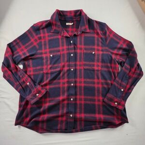 Faherty Legend‎ Sweater Shirt Arlington Plaid Knit Button Down XXL Red Navy Blue